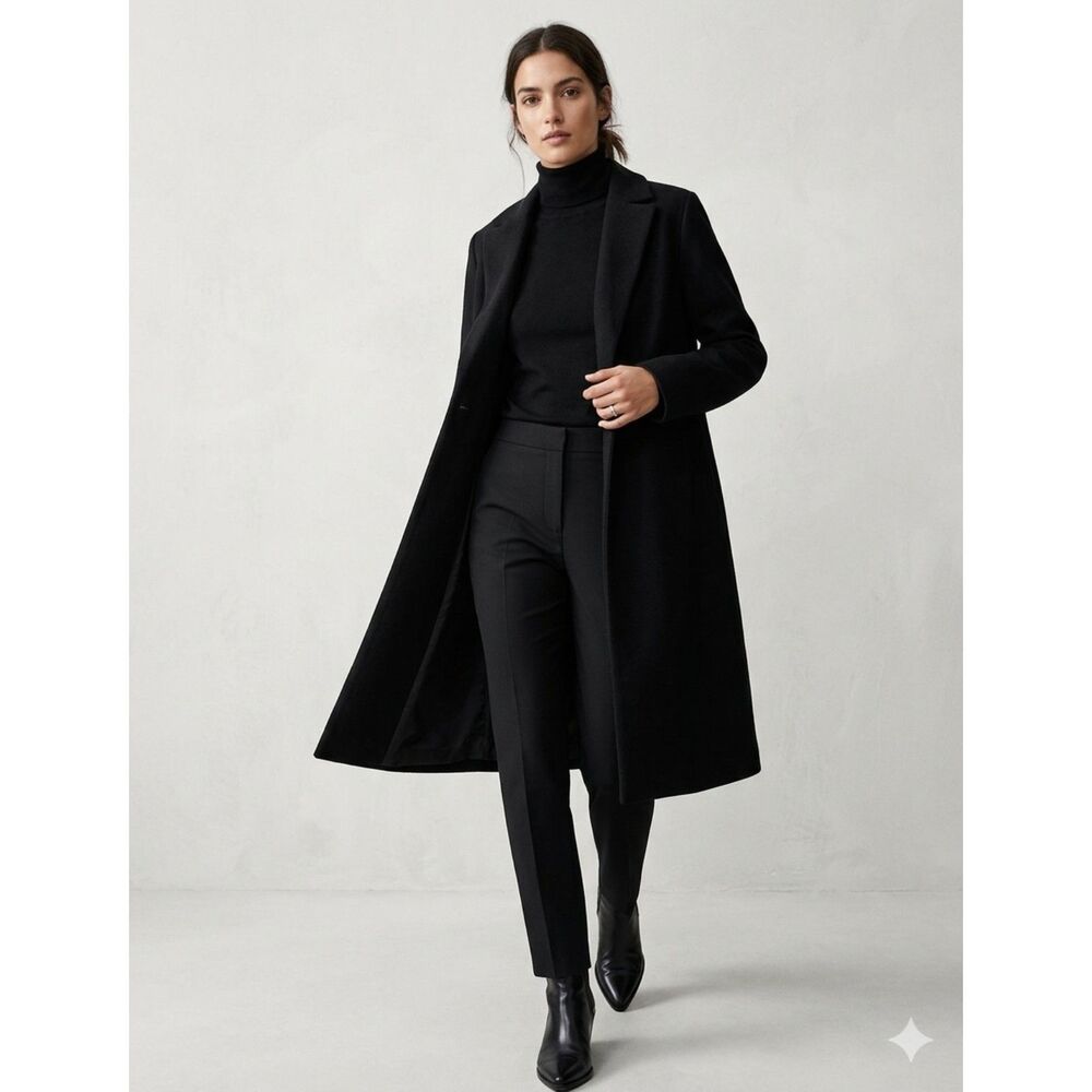 Zara Open-Front Minimalist Black Longline Coat Size M